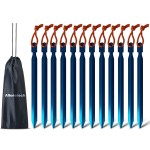 12 Pack Tent Stakes, 7075 Ground Metal Camping Aluminum Tent Pegs, Lightweight Tent Stakes Heavy Duty Spikes Camping Accessories, Blue