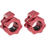 Hacuba Fitness 1 Inch Barbell Clamps - Quick Release Pair of Locking 1\'\' Diameter Standard Bar Weight Plates Collar Clips for Workout Weightlifting Fitness Training Bodybuilding (Red)