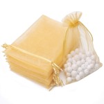 Akstore 100PCS 4x6inch (10x15cm) Drawstring Organza Jewelry Favor Pouches Wedding Party Festival Gift Bags Candy Bags (Golden)