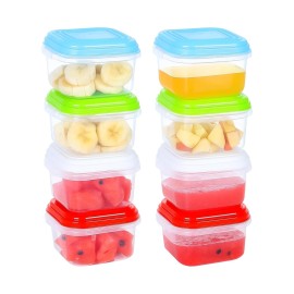 ARSUK Baby Food Containers (4oz/120ml, 8 Pack) - Small Plastic Containers with Lids - Toddler Snack Containers - Reusable Freezer Safe Food Storage Jars - BPA-Free, Leakproof & Microwave Safe