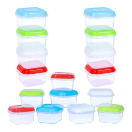 ARSUK Baby Food Containers (4oz/120ml, 16 Pack) - Small Plastic Containers with Lids - Toddler Snack Containers - Reusable Freezer Safe Food Storage Jars - BPA-Free, Leakproof & Microwave Safe