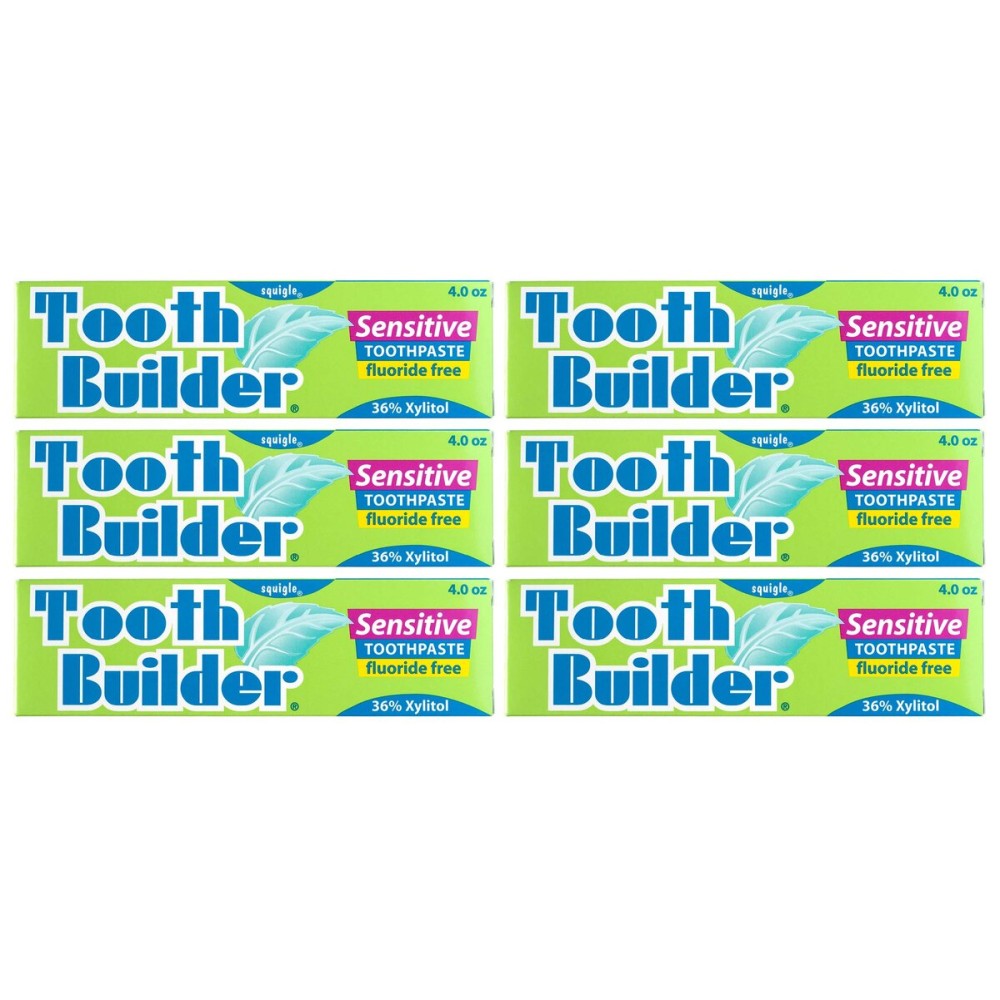 Squigle Tooth Builder SLS Free Toothpaste (Stops Tooth Sensitivity) Prevents Canker Sores, Cavities, Perioral Dermatitis, Bad Breath, Chapped Lips, 4 oz (24 Ounce (Pack of 6), Unflavored)