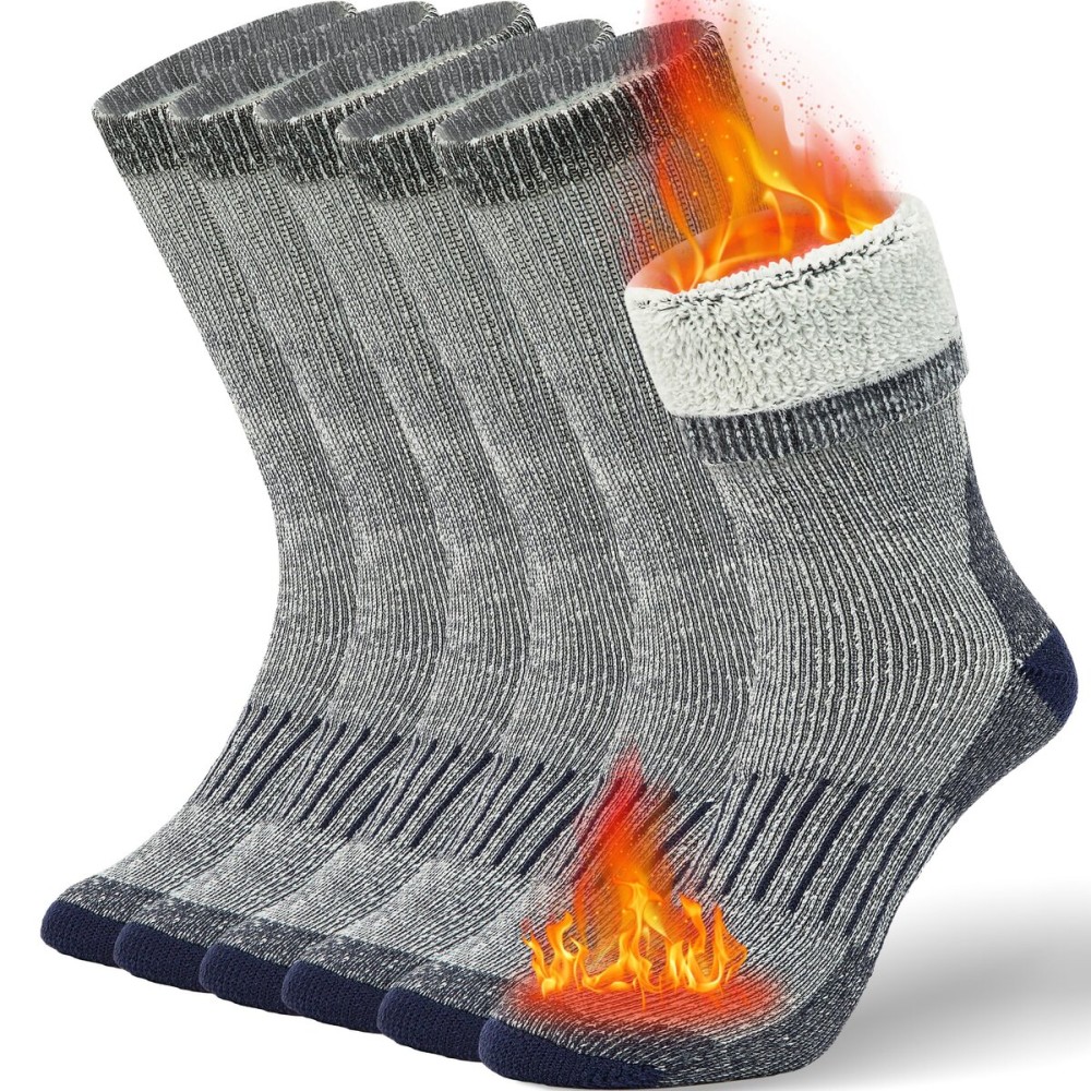 Buttons & Pleats Premium Merino Wool Hiking Socks Outdoor Trail Crew Socks Charcoal ML