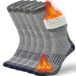 Buttons & Pleats Premium Merino Wool Hiking Socks Outdoor Trail Crew Socks Charcoal ML