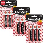 ChapStick Classic Strawberry Lip Balm, 9-Count - Tinted Lip Moisturizer, Juicy & Sweet, 0.15 Oz Ea