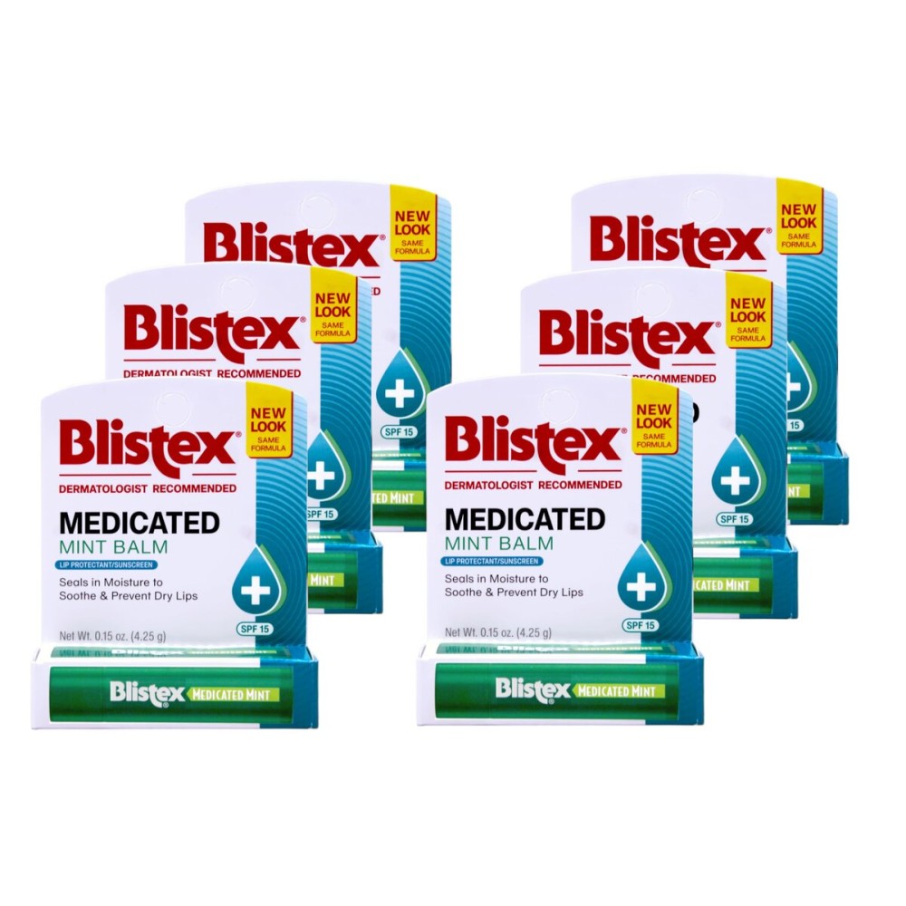 Blistex Medicated Lip Balm Protectant Sunscreen SPF 15 Mint .15 Ounce (Value Pack of 6)
