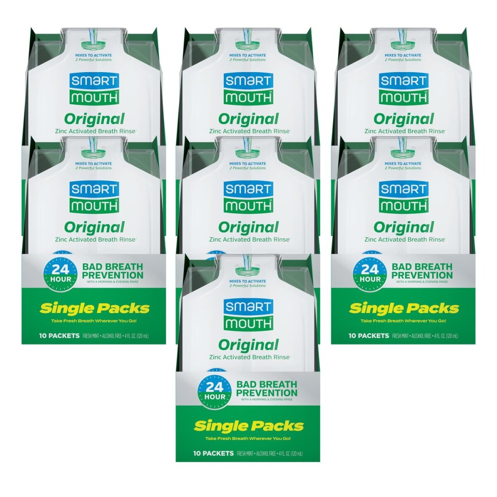 SmartMouth Original Activated Mouthwash Single Packs, Travel Mouthwash, Fresh Mint, 70 Pack