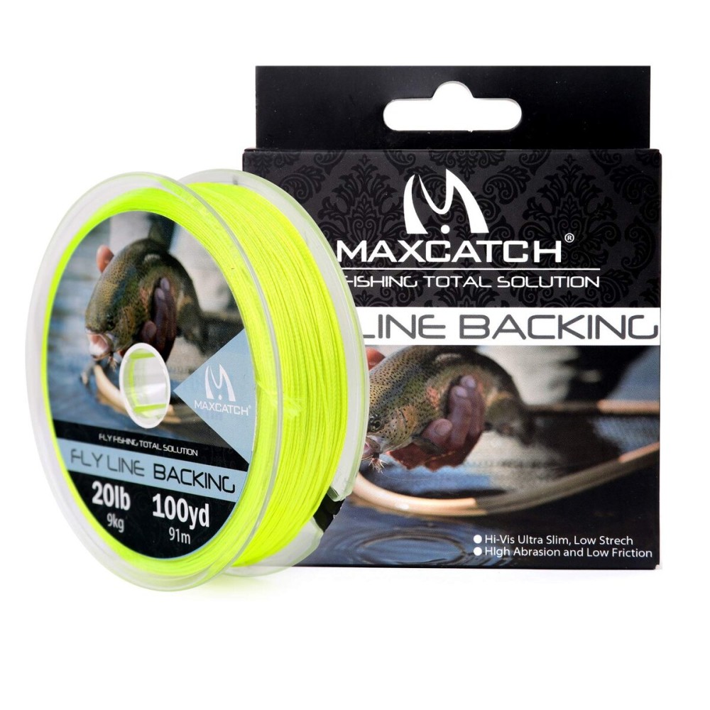 Maxcatch Fly Line Backing for Fly Fishing Braided 20/30lb 100yards (Yellow, 20lb)