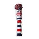 Craftsman Golf US Flag Knit Pom Pom White Blue Red 5 Fairway Wood Head Cover Headcover for Callaway Mizuno Cobra Taylormade (5 Wood Cover)