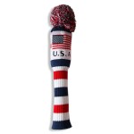 Craftsman Golf US Flag Knit Pom Pom White Blue Red Driver Head Cover Headcover for Callaway Mizuno Cobra Taylormade (1 Driver Cover)