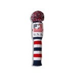 Craftsman Golf US Flag Knit Pom Pom White Blue Red Hybrid Rescue Utility Head Cover Headcover for Callaway Mizuno Cobra Taylormade (Hybrid X Cover)