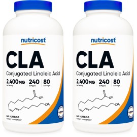 Nutricost CLA (Conjugated Linoleic Acid) 2,400mg, 240 Softgels - Gluten Free, Non-GMO, 800mg Per Softgel (2 Bottles)