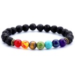 Hamoery Men Women 8mm Lava Rock 7 Chakra Beads Chakra Bracelet Braided Rope Natural Stone Yoga Bracelet Bangle