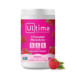 Ultima Replenisher Daily Electrolyte Powder Drink Mix - Sugar Free - Raspberry, 90 Servings - Hydration Powder with 6 Key Electrolytes and Trace Minerals - Keto Friendly, Vegan, Non-GMO