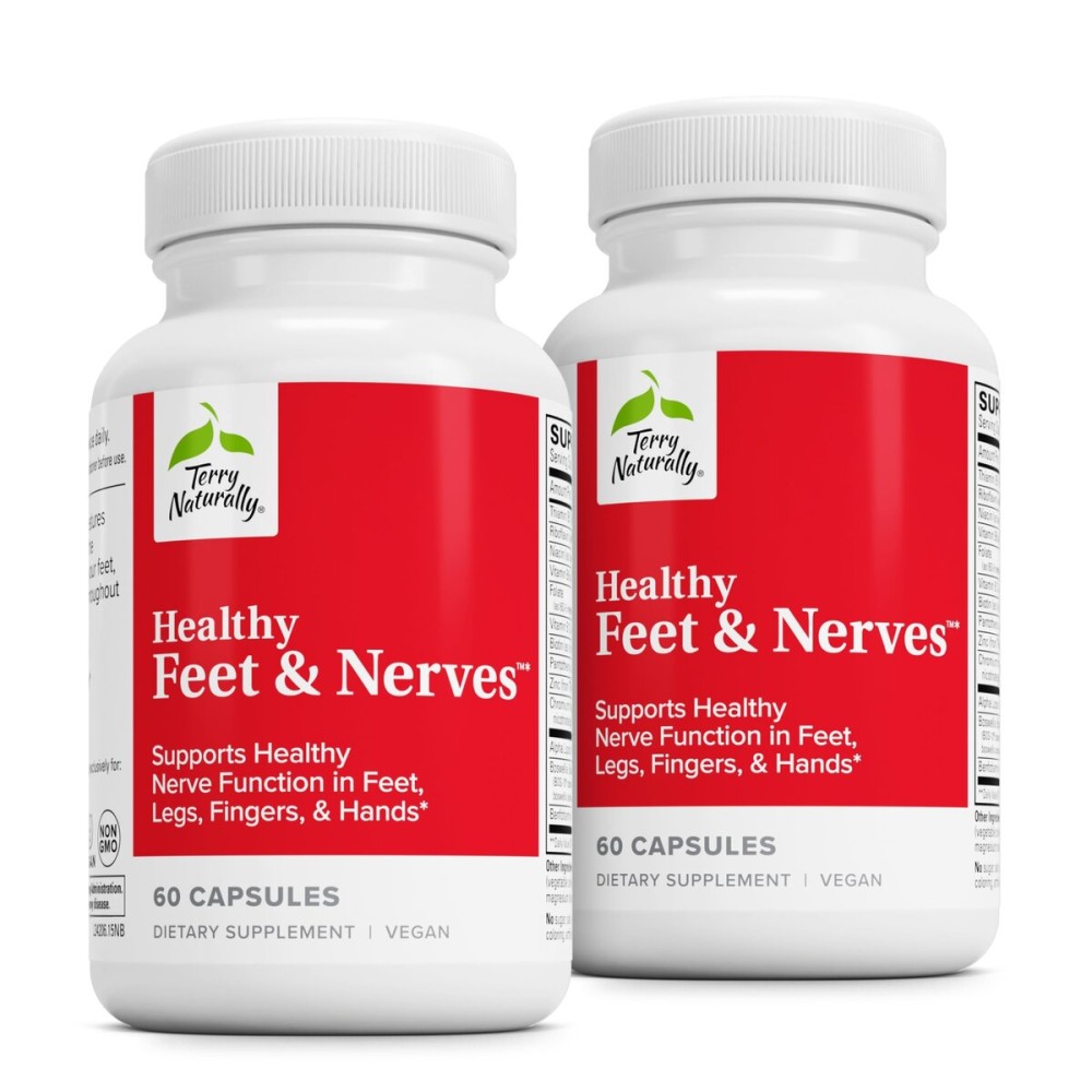 Terry Naturally Healthy Feet & Nerves - Herbal Supplement with Bioactive Vitamin B12 - Circulation & Nerve Health Support Supplement - Vegan Capsules with Boswellia Serrata - 60 Capsules (Pack of 2)