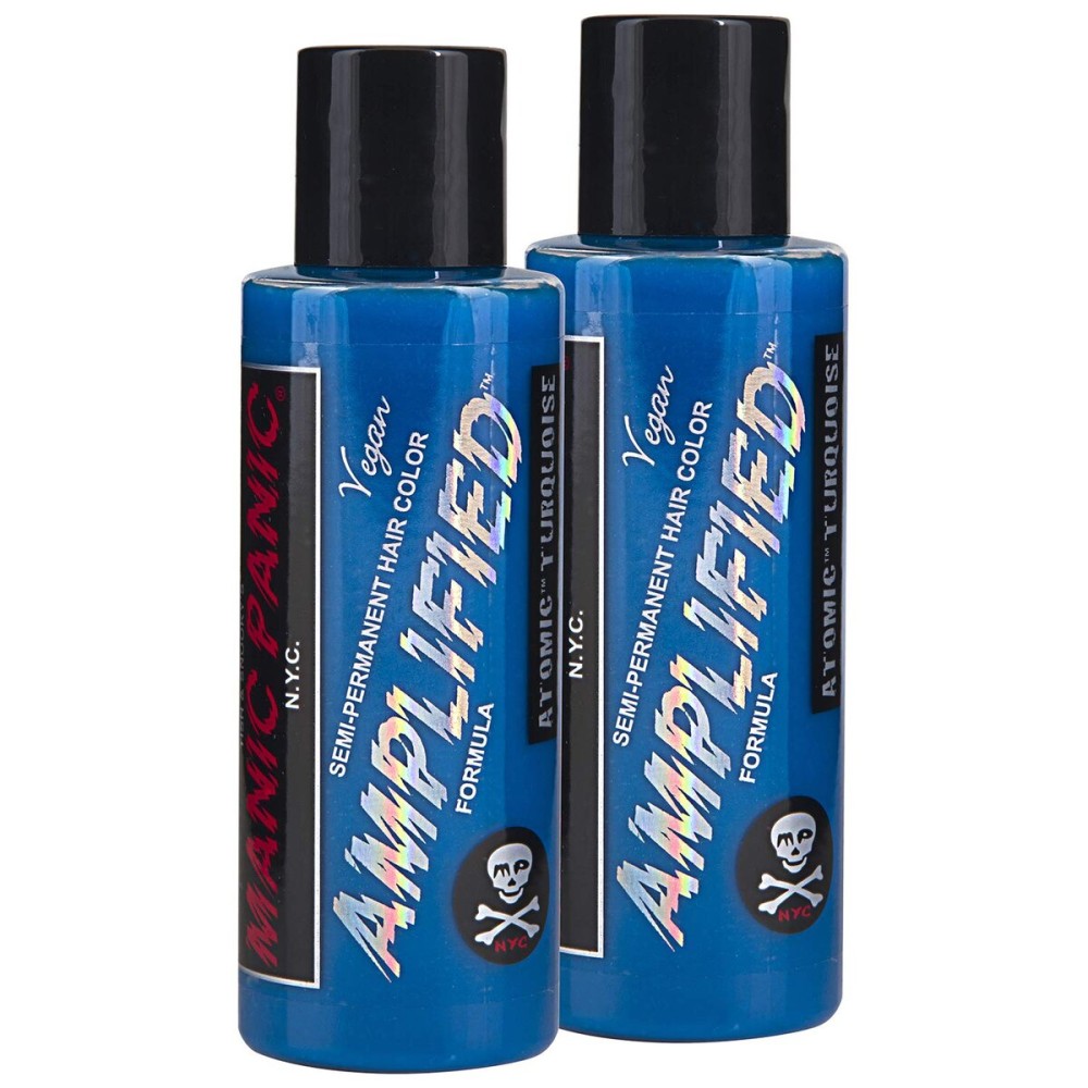 MANIC PANIC Atomic Turquoise Hair Color - Amplified - (2PK) Semi Permanent Hair Dye - Bright Aqua Blue with Green Undertones - Vegan, PPD & Ammonia-Free - For Coloring Hair on Women & Men