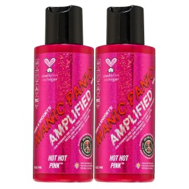 MANIC PANIC Hot Hot Pink Hair Color - Amplified - (2PK) Semi Permanent Hair Dye - Medium Pink - Glows In Blacklight - For Dark & Light Hair - Vegan, PPD & Ammonia Free For Coloring Hair on Women & Men