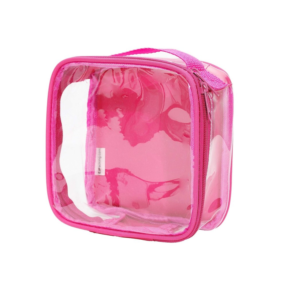 EzPacking Clear TSA Approved 3-1-1 Travel Toiletry Bag for Carry On/Quart Size Transparent Liquids Pouch for Airport Security/Reusable See Through Vinyl & PVC Plastic Organizer Men Women (Pink)