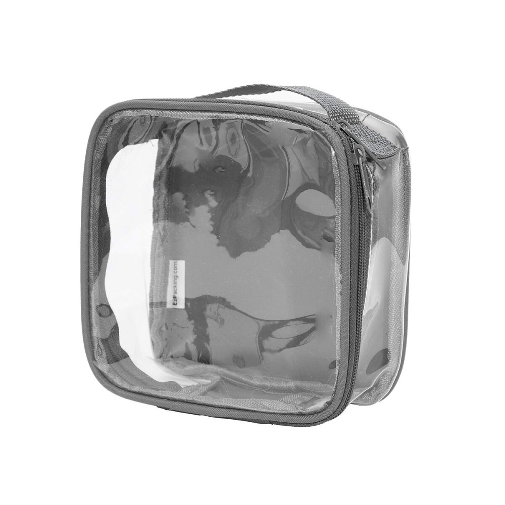 EzPacking Clear TSA Approved 3-1-1 Travel Toiletry Bag for Carry On/Quart Size Transparent Liquids Pouch for Airport Security/Reusable See Through Vinyl & PVC Plastic Organizer Men Women (Gray)