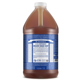 Dr. Bronner\'s Organic Sugar Soap (Peppermint, 64 Ounce)- Made with Organic Oils, Sugar & Shikakai Powder, 4-in-1 Uses: Hand and Body Wash, Face, Hair- Cleanses, Moisturizes, Nourishes, Vegan