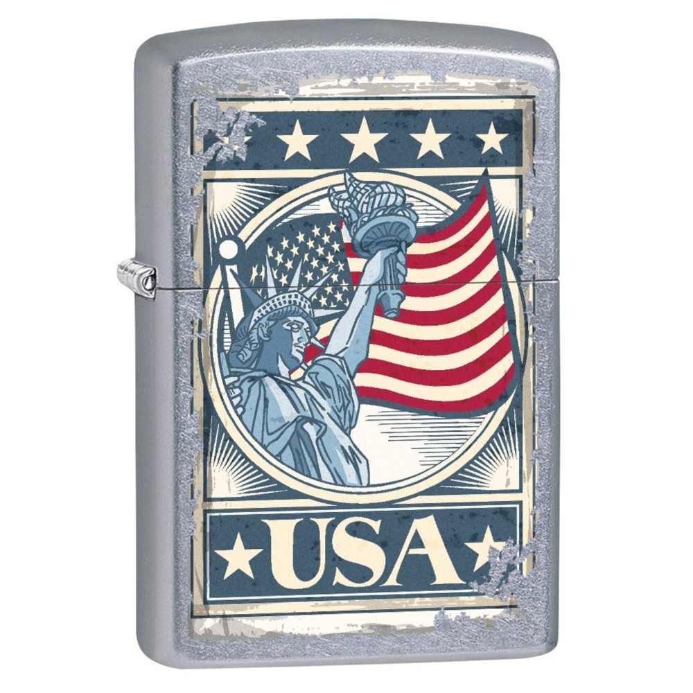Zippo Pocket Lighter: Liberty Flag - Street Chrome 75666