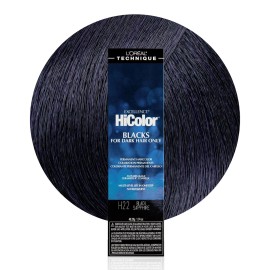 L\'OREAL TECHNIQUE HiColor Violet & Black Shades Permanent Hair Color - Anti-Breakage Ceramide R Complex, Multi-Lift With No Brassiness, For Dark Bases and Long Lasting Color, H22 Black Sapphire