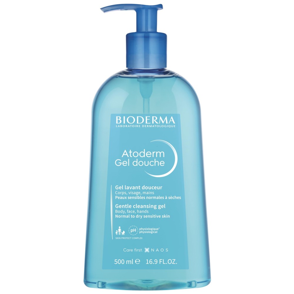 Bioderma - Atoderm - Shower Gel - Moisturizing Body and Face Wash - for Family with Normal to Dry Sensitive Skin
