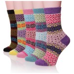 ProEtrade Women Wool Thick Winter Socks 5 Pairs Warm Crew Socks (Snowflake) Snowflake Free