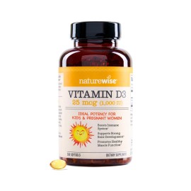 NatureWise Vitamin D3 1000iu (25 mcg) 1-Year Supply for Immune Support, Healthy Muscle Function, and Bone Health - Non-GMO, Gluten Free in Organic Extra Virgin Olive Oil, (Mini Softgel), 360 Count