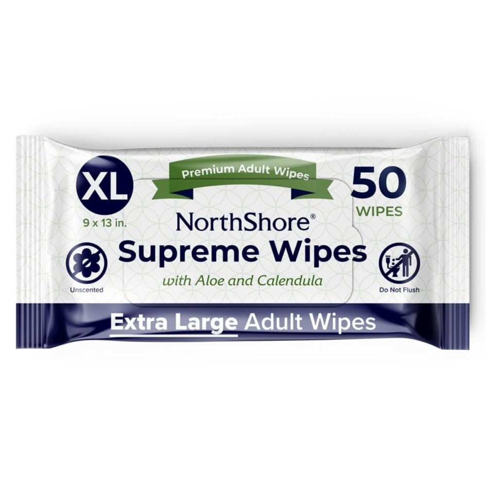 NorthShore Supreme Heavy-Duty Quilted Wipes, X-Large, 9 x 13 in., Pack of 50