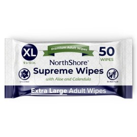 NorthShore Supreme Heavy-Duty Quilted Wipes, X-Large, 9 x 13 in., Pack of 50