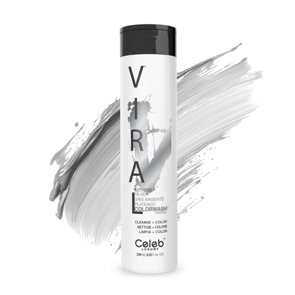 Celeb Luxury Viral Colorwash, Professional Semi-Permanent Hair Color Depositing Shampoo, Extreme Silver