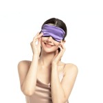 NMM Global 100% Mulberry Silk Sleep Mask Blackout, Cute Natural Sleeping Mask with Adjustable Elastic Strap, Satin Eye Cover for Men Women Adults (Purple)