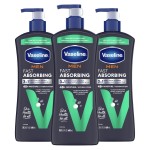 Vaseline Men\'s Healing Moisture Hand & Body Lotion For Dry or Cracked Skin Fast Absorbing Non-Greasy Lotion for Men 20.3 oz, Pack of 3