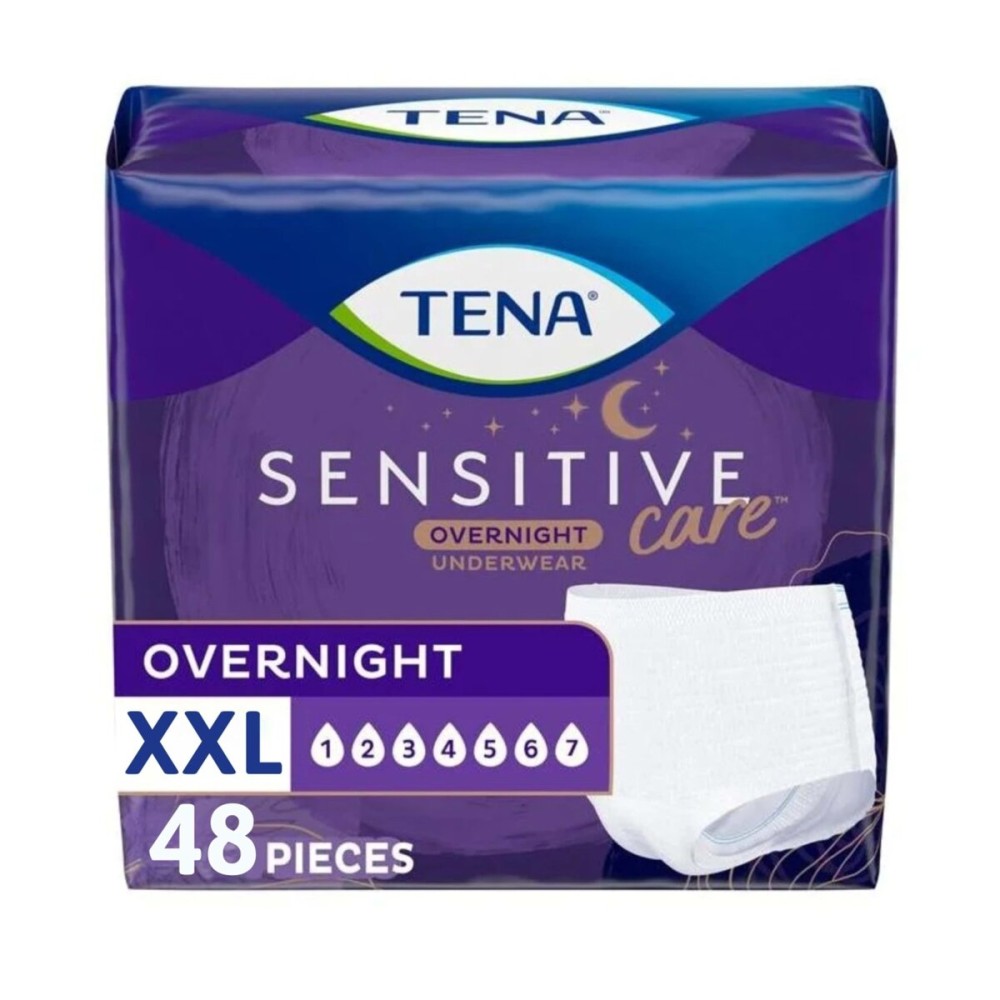 TENA Sensitive Care Overnight Incontinence Underwear for Women, Bladder Control and Postpartum, XXL, 48 Count (Waist size 47in-66in)