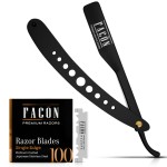 Facn Straight Razors for Men - Professional Barber Straight Edge Razor Kit with 100 Blades, Classic Stainless Steel Barbero Shaver for a Smooth & Precise Shave, Premium Barber Razor for Men\'s Shaving