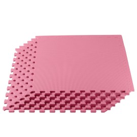 We Sell Mats 1/2 Inch Thickness Multipurpose EVA Foam Floor Tiles, Interlocking Floor Mat for Indoor Gym and Home Use, 24 in x 24 in, Pink, 24 Square Feet (6 Tiles)