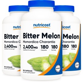 Nutricost Bitter Melon 600mg, 180 Capsules (3 Bottles)