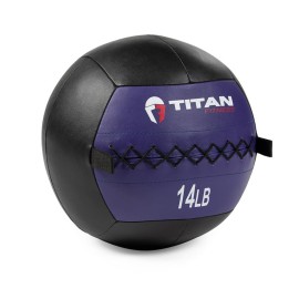 Titan Fitness 14 LB Soft Leather Medicine Wall Ball, Purple Color-Coded Weighted Wall Ball, Full Body Dynamic Exercise Med Ball, Core Fitness, Strength Training, Exercise Conditioning