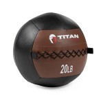 Titan Fitness 20 LB Soft Leather Medicine Wall Ball, Brown Color-Coded Weighted Wall Ball, Full Body Dynamic Exercise Med Ball, Core Fitness, Strength Training, Exercise Conditioning