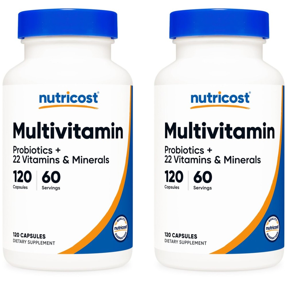 Nutricost Multivitamin with Probiotics 120 Vegetarian Capsules (2 Bottles) - Packed with Vitamins & Minerals