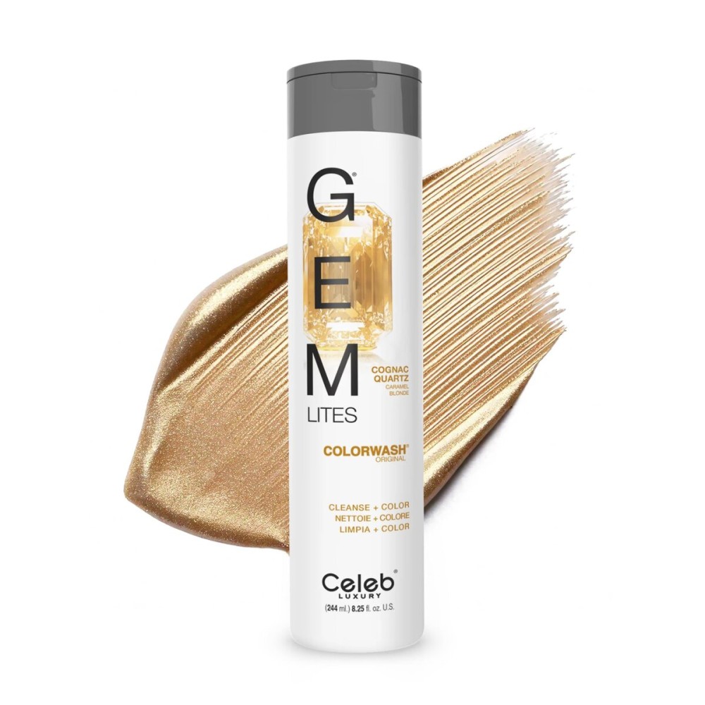 Celeb Luxury Gem Lites Colorwash, Professional Semi-Permanent Hair Color Depositing Shampoo, Cognac Quartz , 8.25 Fl Oz (Pack of 1)