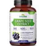Zazzee High Strength Grape Seed 50:1 Extract, 180 Vegan Capsules, 95% Polyphenols, 400 mg per Capsule, 6 Month Supply, Standardized and Concentrated 50X Extract, Non-GMO, Made in The USA