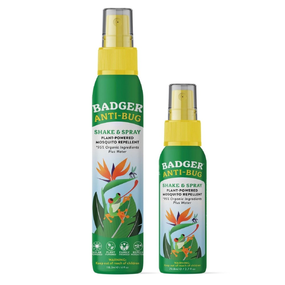 Badger Bug Spray, Family Friendly All Natural Mosquito Repellent w/Organic Essential Oils, Great Smelling Citronella Spray, Effective for 3 Hours, Combo 2-Pack 4 fl oz + 2.7 fl oz