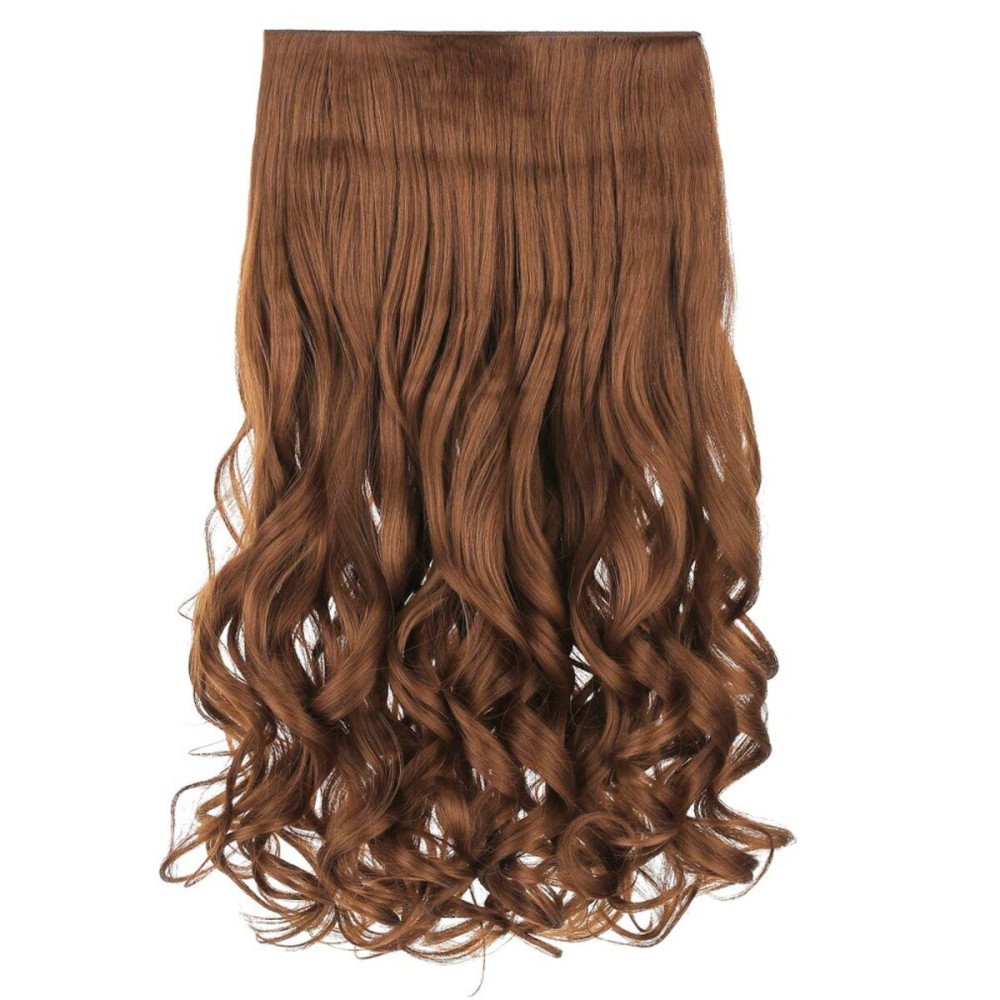 REECHO 16 1-Pack 3/4 Full Head Curly Wavy Clips in on Synthetic Hair Extensions HE008 Hairpieces for Women 5 Clips 3.9 Oz per Piece - Linen