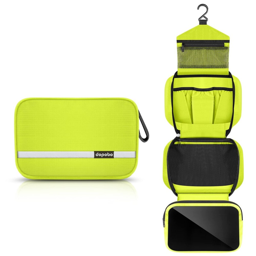 dopobo Travel Toiletry Bag for Women, Dopp Kit for Men, Waterproof Makeup Bag Shaving Bag with Hanging Hook, Portable Toiletry Organizer for Traveling and Camping (Green)