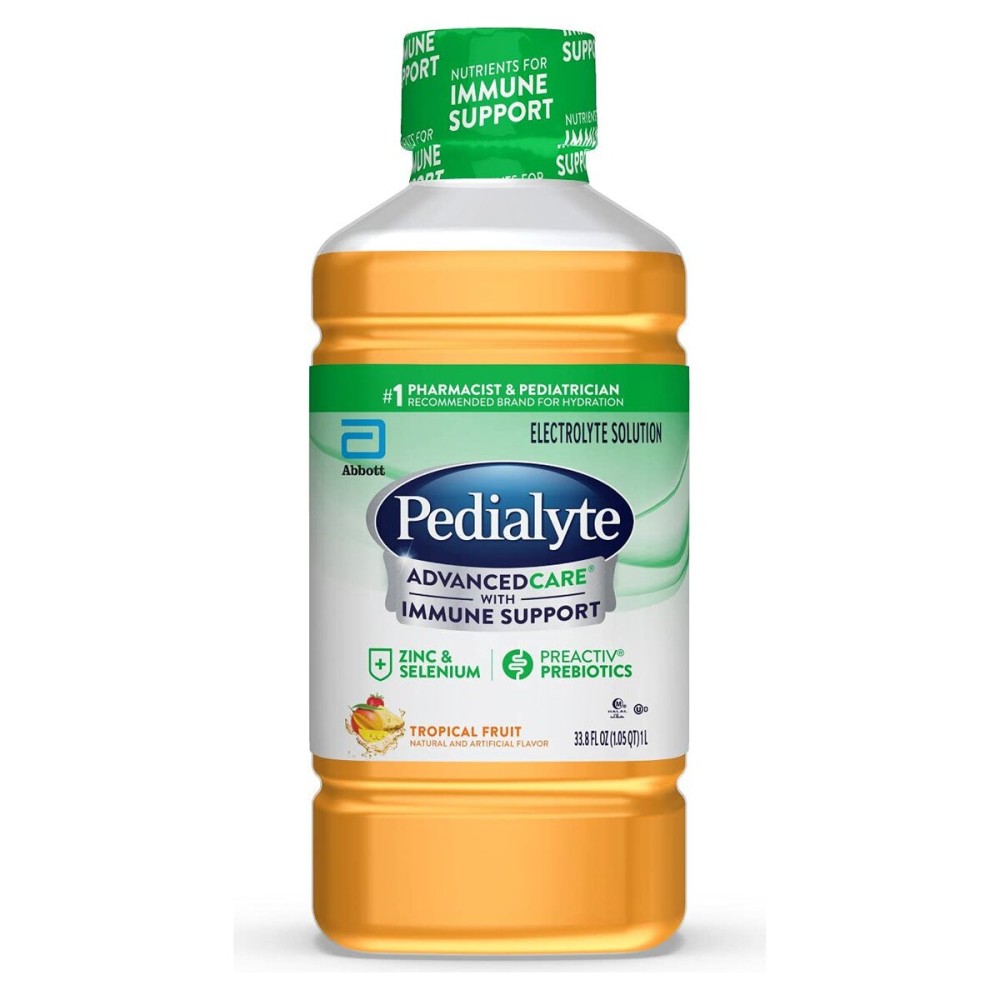 Pedialyte AdvancedCare Electrolyte Solution Has PreActivPrebiotics | Hydration Drink | Tropical Fruit, 1 Liter