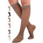 ABSOLUTE SUPPORT Sheer Compression Socks for Women 15-20 mmHg - Support Hose Knee High Stockings, Taupe, X-Large