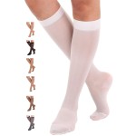 ABSOLUTE SUPPORT - Sheer Compression Socks for Women 15-20 mmHg - Support Hose Knee High Stockings - White, Small