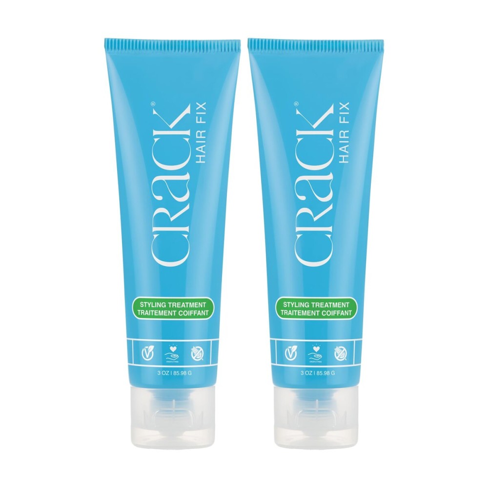 Crack HAIR FIX Styling Treatment - Multi-Tasking, Anti-Frizz, Leave-In Styling Cream with Protection from Humidity, Chlorine, Heat Treatments & Sun (3 Oz - PACK OF TWO)
